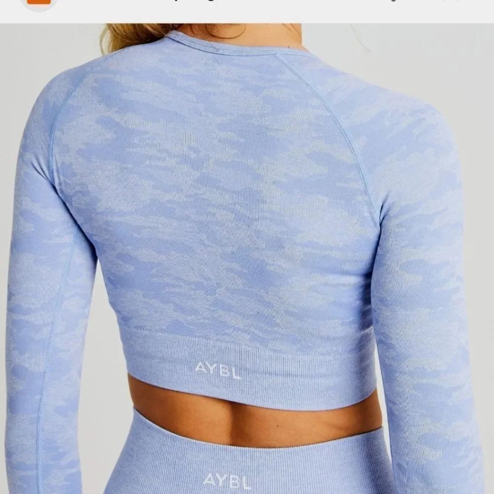 AYBL Empower Blue Camo Seamless Long Sleeve Crop Top - Size Large - Picture 2 of 13